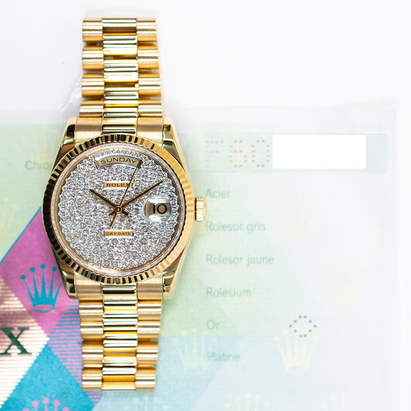 Rolex Day-Date 118238 Pave Diamond Dial Nov 2007