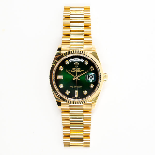 Rolex Day-Date 128238A Green Diamond Dial Aug 2023