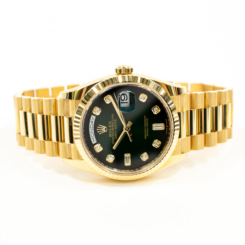 Rolex Day-Date 128238A Green Diamond Dial Aug 2023