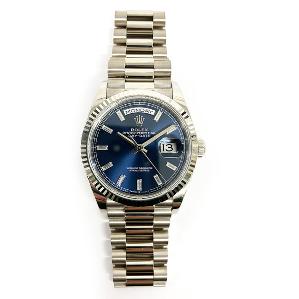 Rolex Day-Date 128239 Blue Baguette Diamond Dial Dec 2024