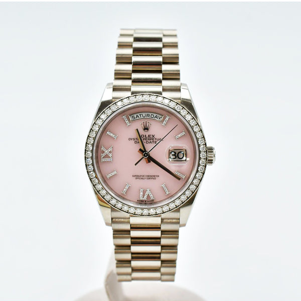 Rolex Day-Date 128349RBR Pink Opal Diamond Dial Jun 2023