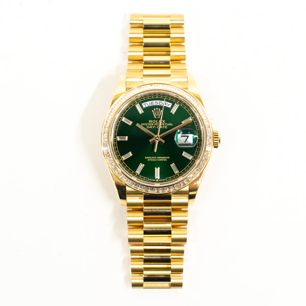 Rolex Day-Date 128398TBR Green Diamond Jan 2025