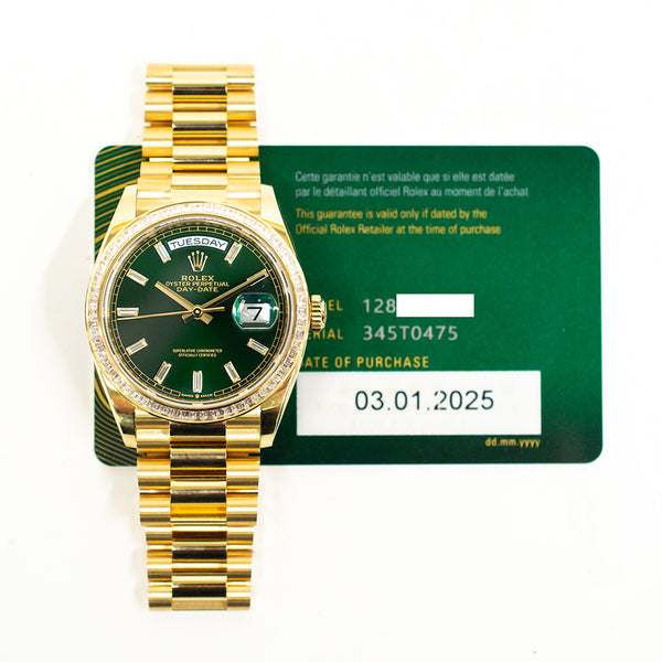 Rolex Day-Date 128398TBR Green Diamond Jan 2025
