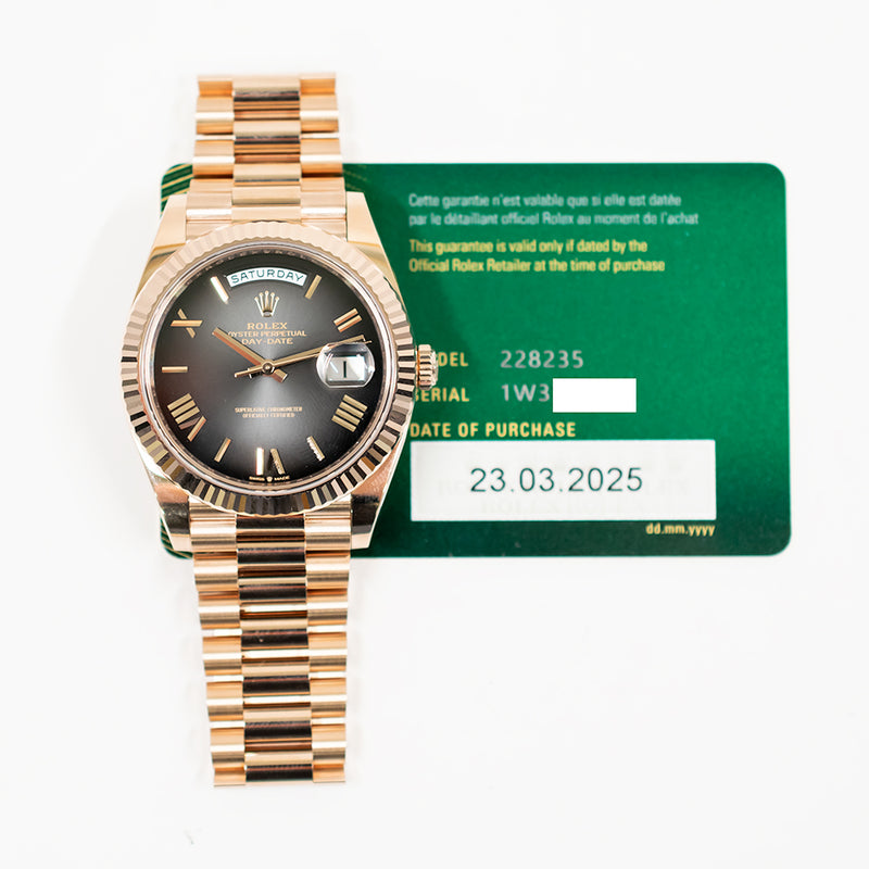 Rolex Day-Date 228235 Black Roman Dial Mar 2025