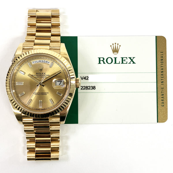 Rolex Day-Date 228238 Champagne Diamond Dial Sep 2017
