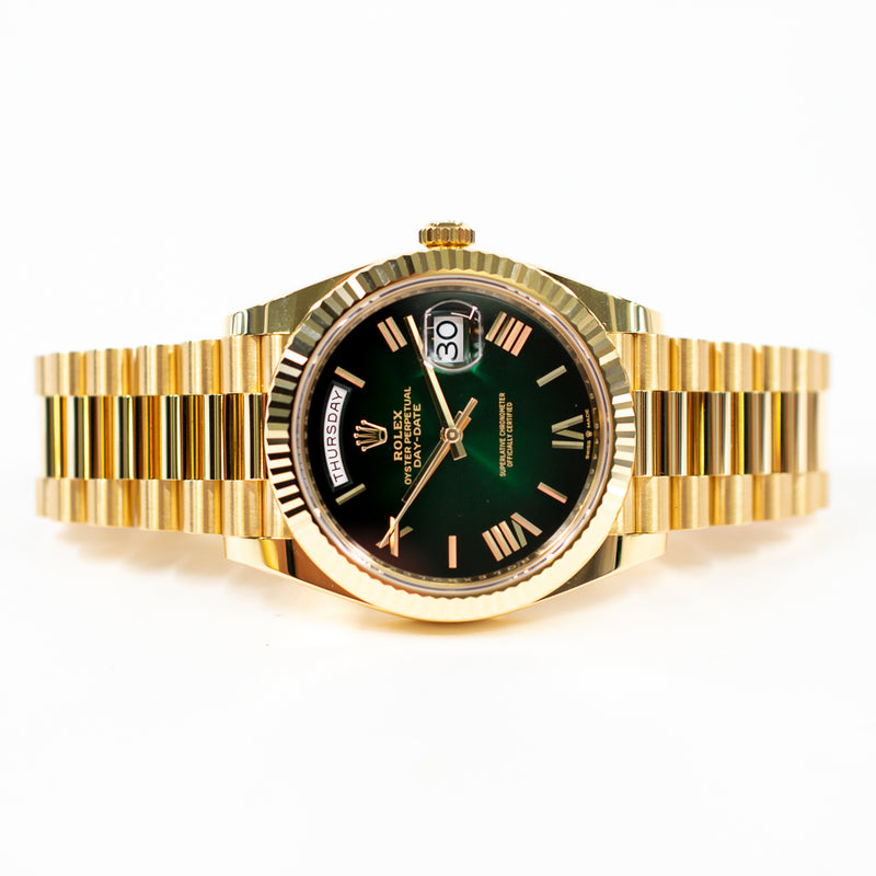 Rolex Day-Date 228238 Green Ombre Roman Dial Aug 2025