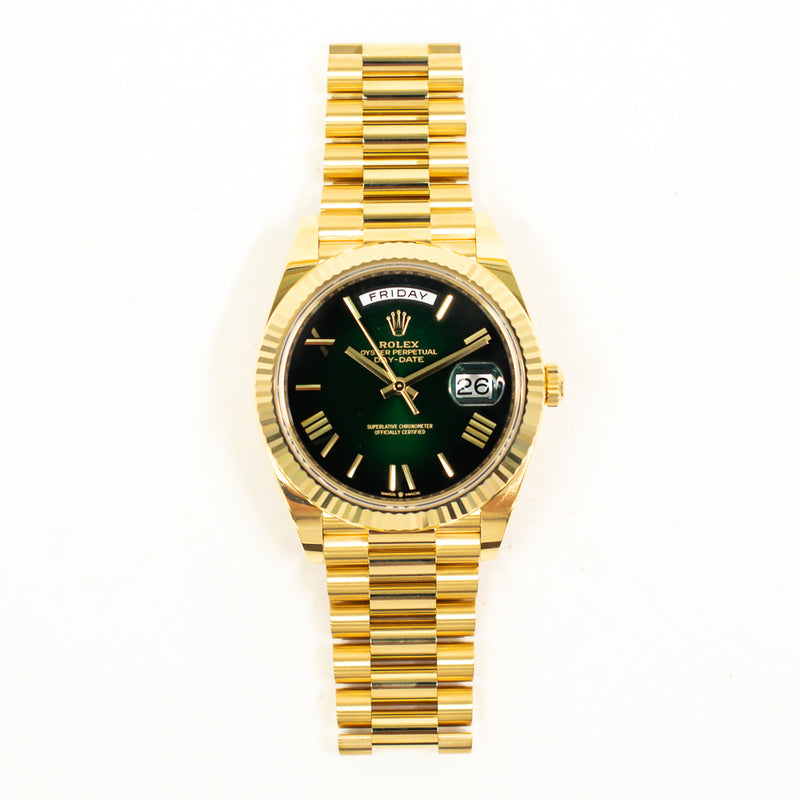 Rolex Day-Date 228238 Green Ombre Roman Dial Jul 2025