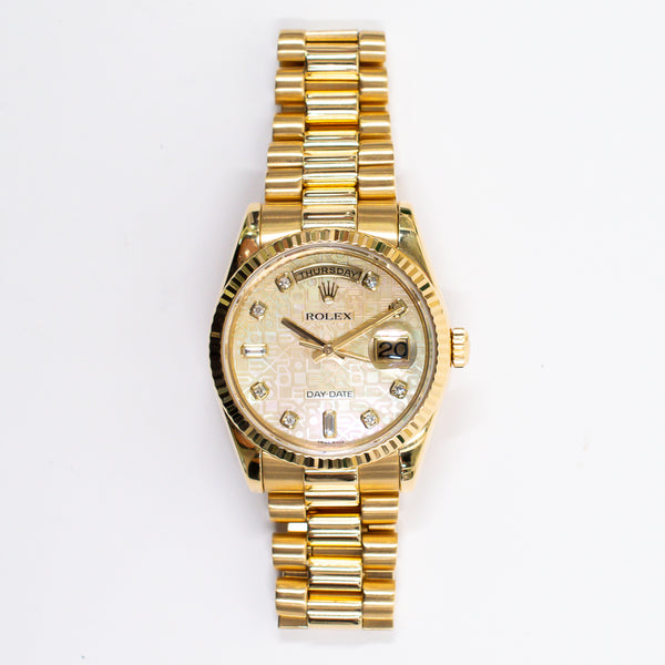 Rolex Day-Date 36mm 118238NG Champagne Jubilee Diamond Dial Jun 2013