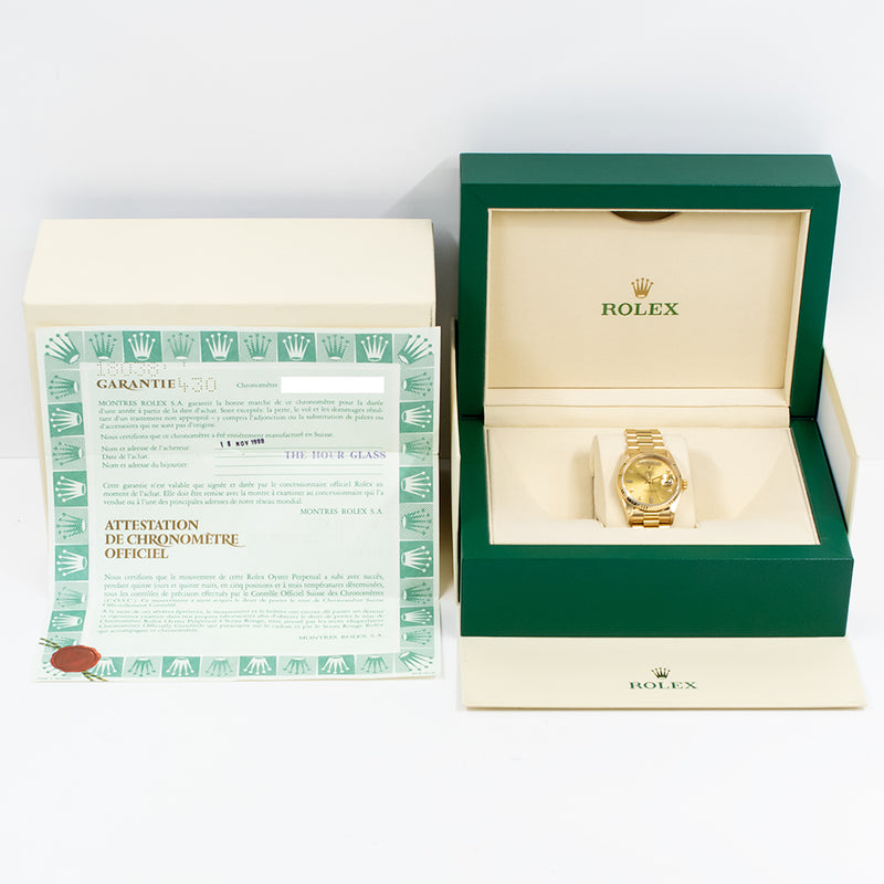 Rolex Day-Date 36mm 18038A Champagne Diamond Dial Nov 1998