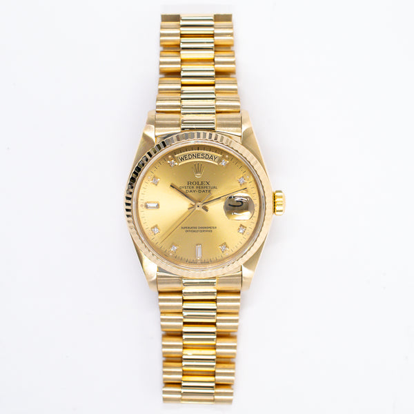 Rolex Day-Date 36mm 18038A Champagne Diamond Dial Nov 1998