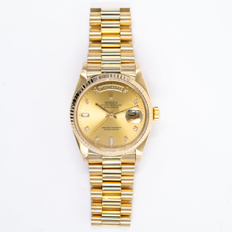 Rolex Day-Date 36mm 18038A Champagne Diamond Dial Nov 1998