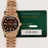 Rolex Day-Date 36mm Rose Gold 128235 Brown Ombre Diamond Dial Aug 2023 - View 2