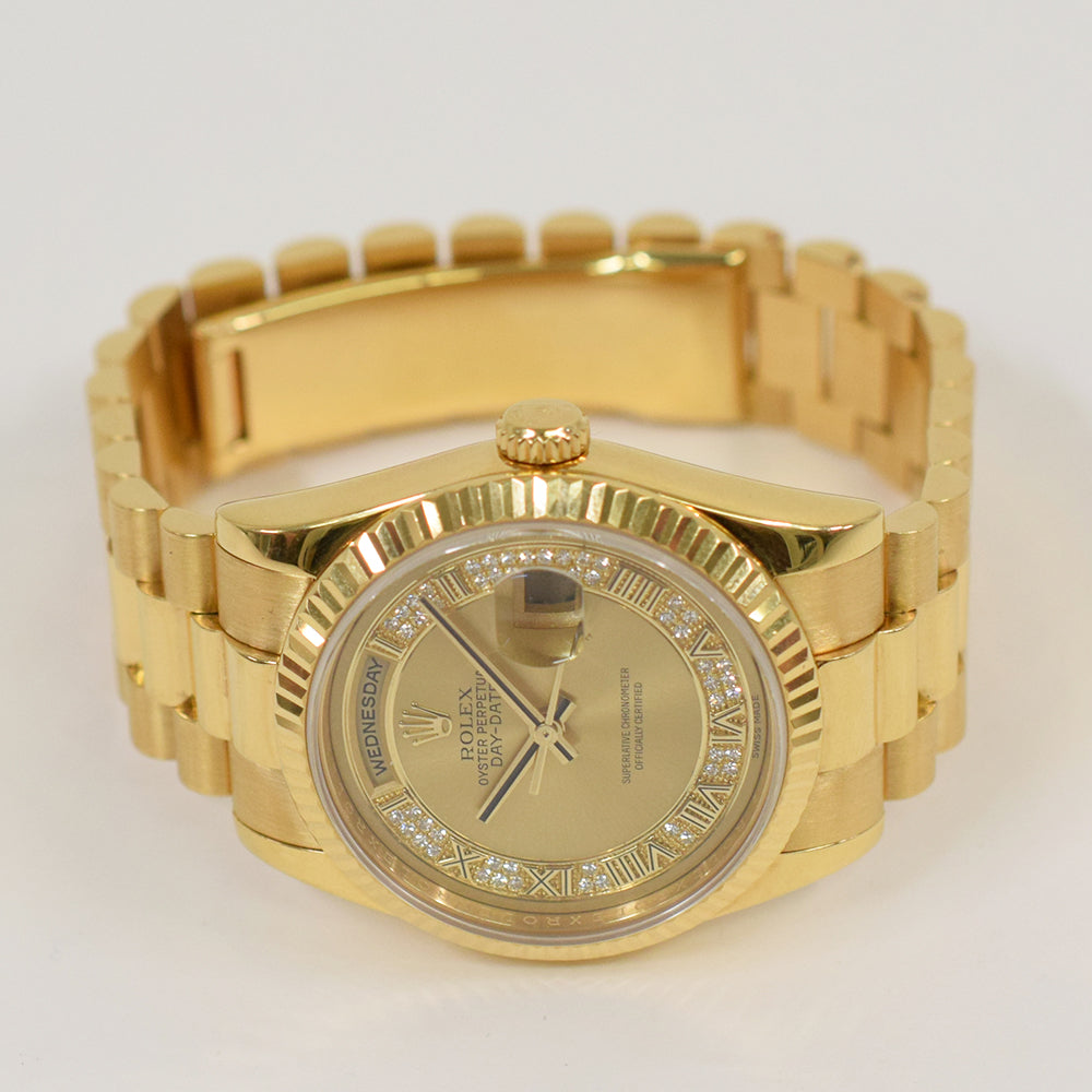 Rolex Day-Date 36mm Yellow Gold 118238MR Champagne Myriad Roman