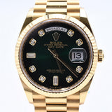 Rolex Day-Date 36mm Yellow Gold 128238 Green Ombre Diamond Dial Apr 2024 - View 1