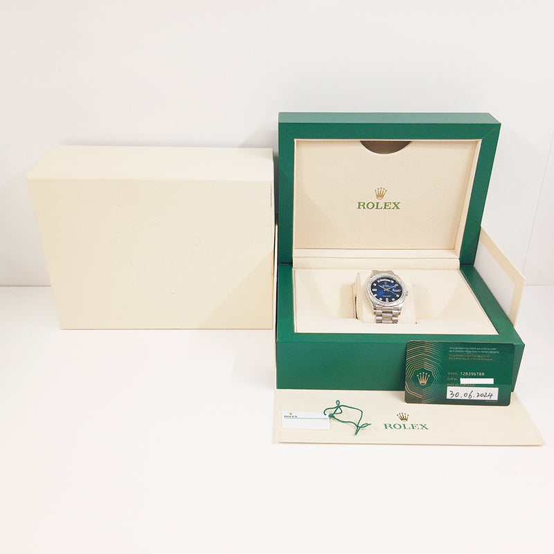 Rolex Day-Date 36mm Yellow Gold 128396TBR Blue Diamond Dial Jun