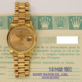 Rolex Day-Date 36mm Yellow Gold 18238A Champagne Diamond Dial Mar 1990 - View 2