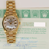 Rolex Day-Date 36mm Yellow Gold 18238NGS White Mother of Pearl Sapphire Dial Dec 1998 - View 2