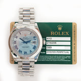 Rolex Day-Date II 218206 Ice Blue Roman Dial Aug 2014