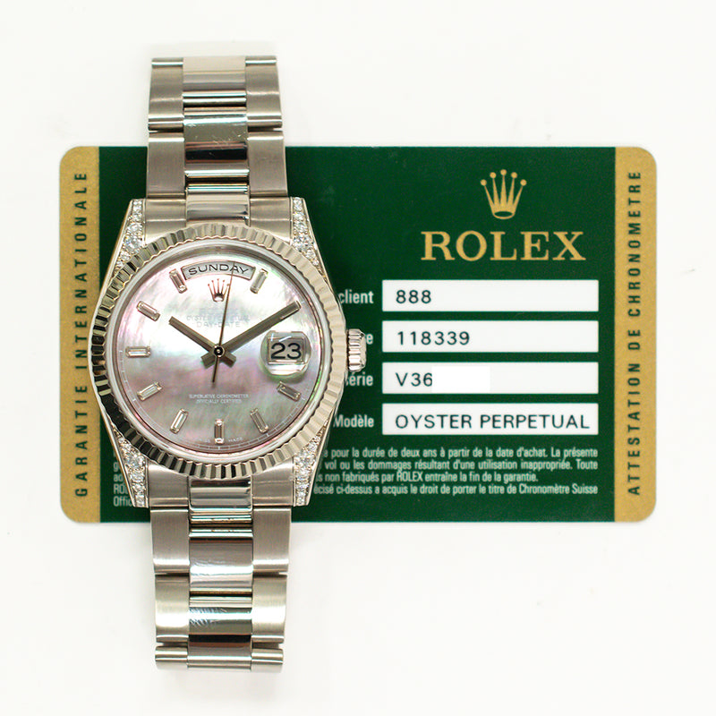 Rolex Day Date 118339NCA Black MOP Diamond Dial Nov 2014