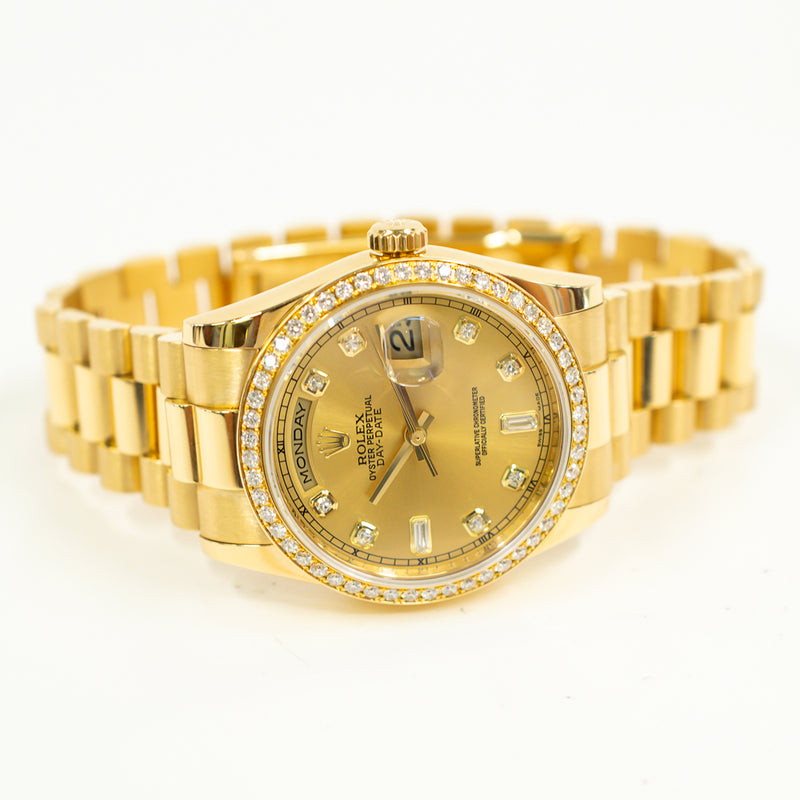 Rolex Day Date 118348A Champagne Diamond Dial Dec 2017