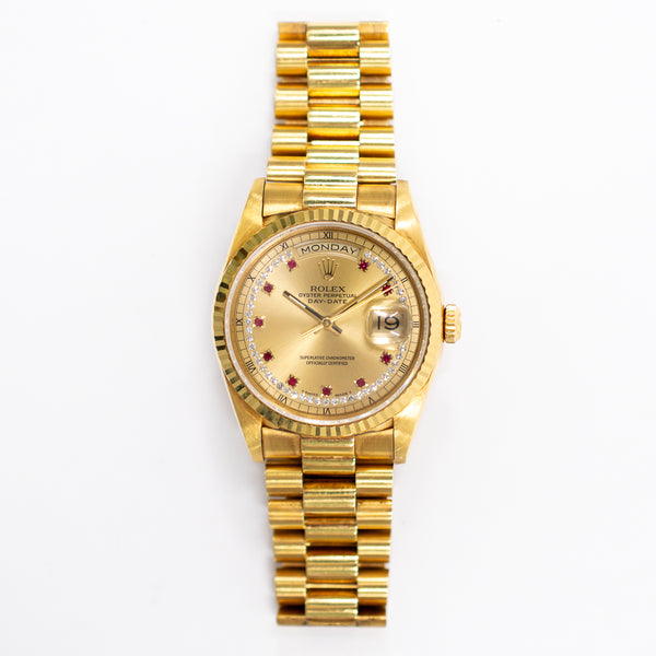 Rolex Day Date 18238LR Champagne Diamond Dial Jul 1991