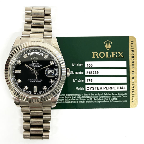 Rolex Day Date 218239 Black Diamond Dial Apr 2014