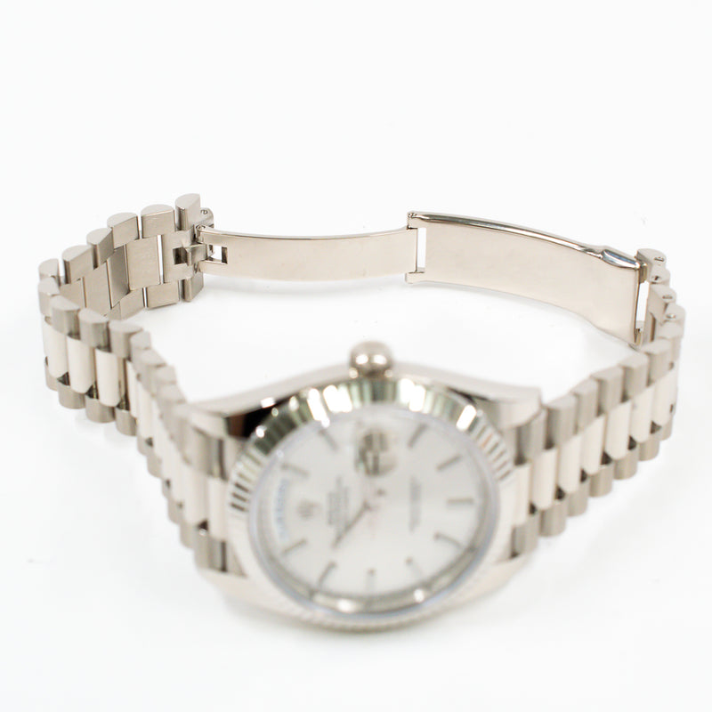 Rolex Day Date 228239 Silver Stripes Dial Mar 2021