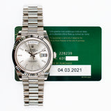 Rolex Day Date 228239 Silver Stripes Dial Mar 2021