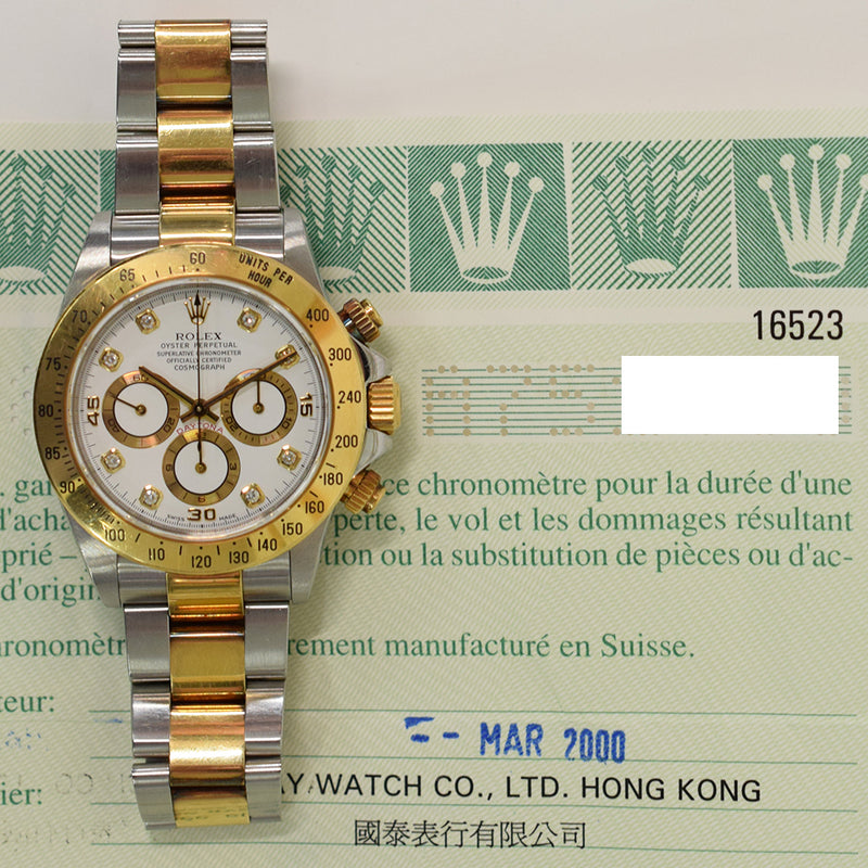 Rolex Daytona 16523 White Diamond Dial Mar 2000 – CHRONONATION
