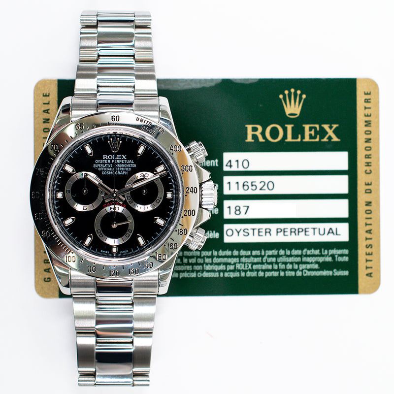ロレックス デイトナ 116520 2013年製 ROLEX DAYTONA Rolex Daytona Steel 116520 Black Dial Apr 2013 – CHRONONATION