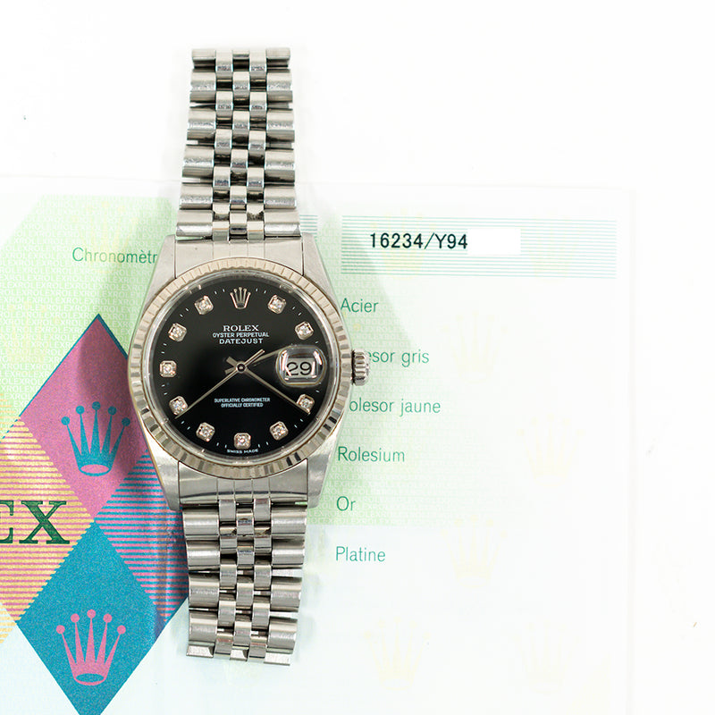 Rolex Detajust 16234G Black Diamond Dial Jan 2004