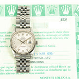 Rolex Detajust 16234G Silver Diamond Dial Mar 1996