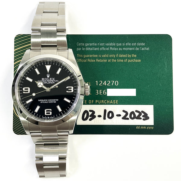 Rolex Explorer 124270 Black Dial Oct 2023