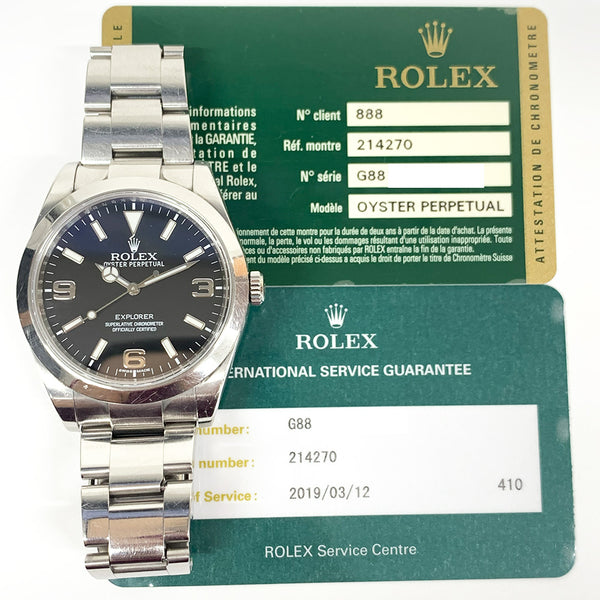 Rolex Explorer 214270 Black Dial May 2013