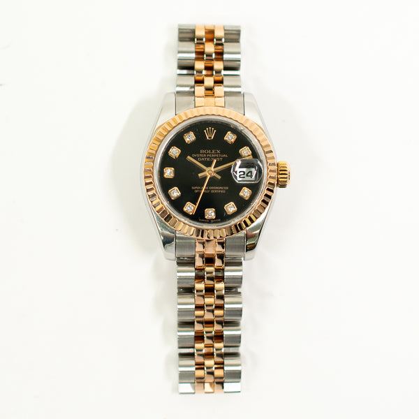 Rolex Lady Datejust 179171G Black Diamond Dial Oct 2005