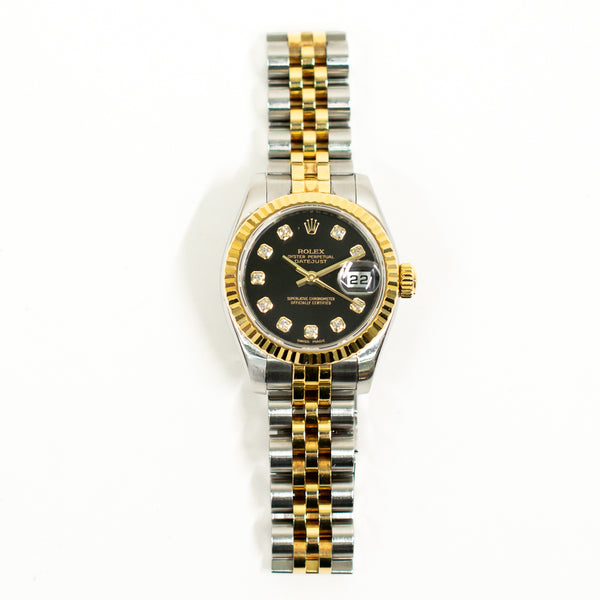 Rolex Lady Datejust 179173G Black Diamond Dial Oct 2009