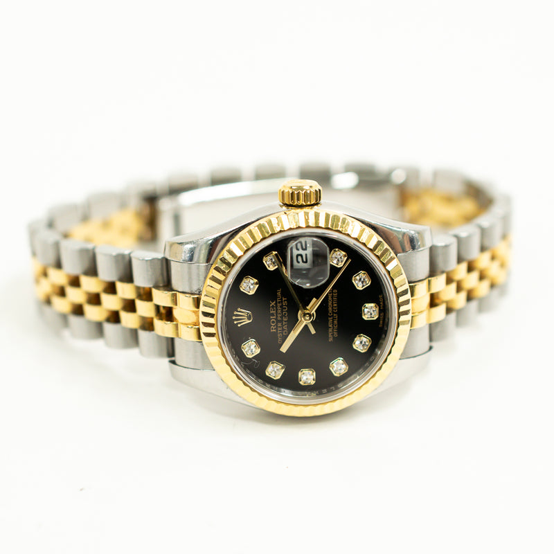 Rolex Lady Datejust 179173G Black Diamond Dial Oct 2009
