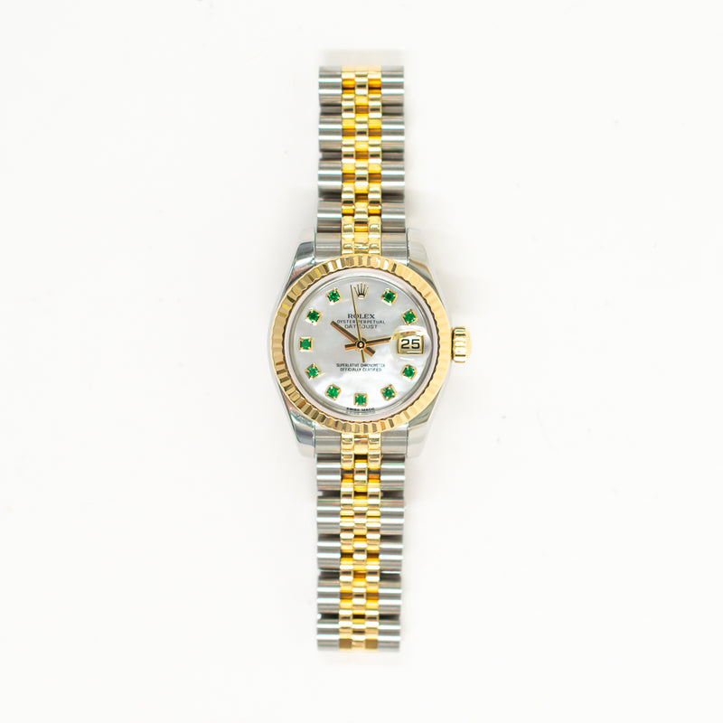 Rolex Lady Datejust 179173G White MOP Emeralds Dial Jun 2020