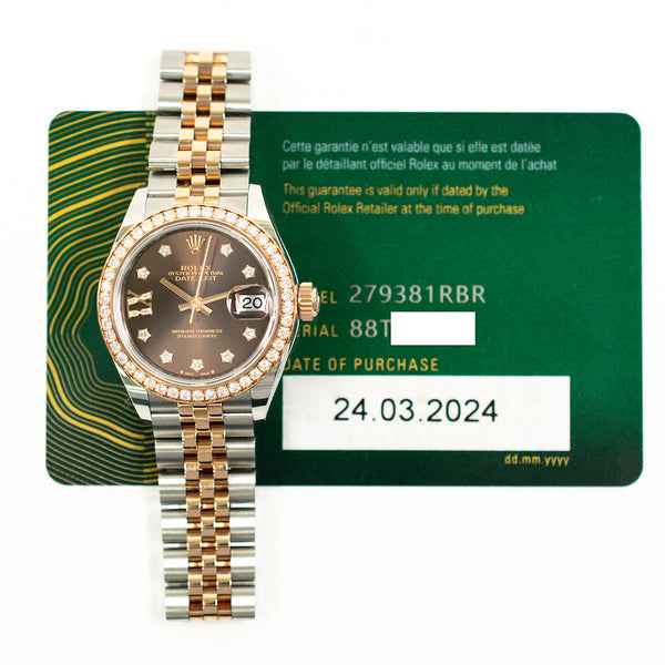 Rolex Lady Datejust 279381RBR Chocolate Star Diamond Dial Mar 2024