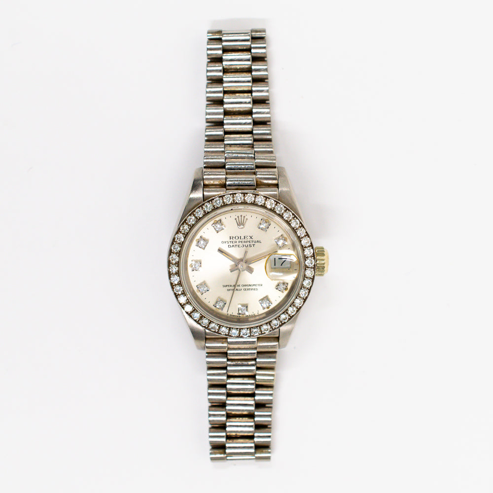 Rolex Lady Datejust 69139G Silver Diamond Dial Jul 1992 – CHRONONATION