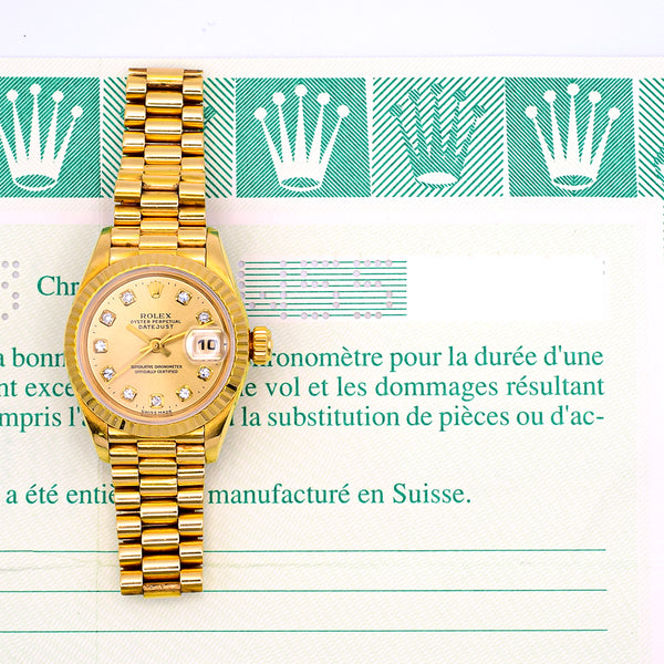 Rolex Lady Datejust 69178 Champagne Diamond Dial