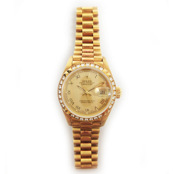 Rolex Lady Datejust 69268 Champagne Roman Dial Aug 1995