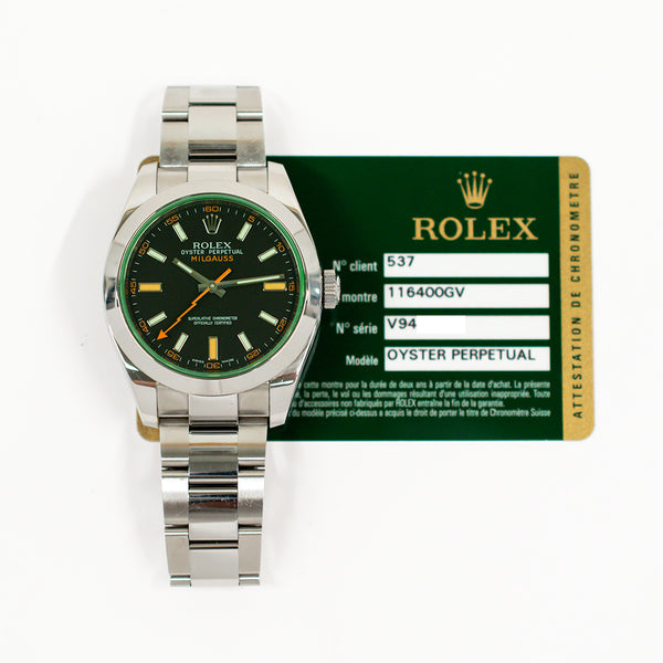 Rolex Milgauss 116400GV Black Dial Feb 2011