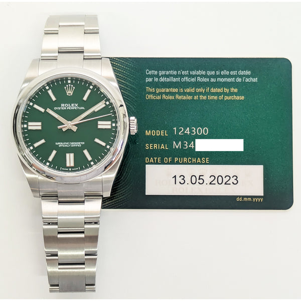 Rolex Oyster Perpetual 124300 Green Dial May 2023