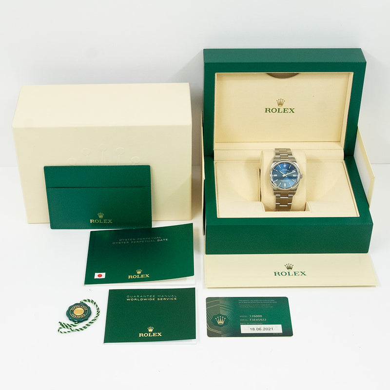 Rolex Oyster Perpetual 126000 Blue Dial Jun 2021