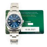 Rolex Oyster Perpetual 126000 Blue Dial Jun 2021