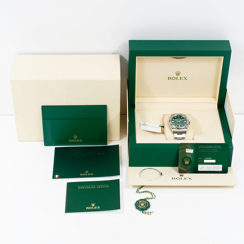 Rolex Oyster Perpetual 126000 Green Dial Feb 2024