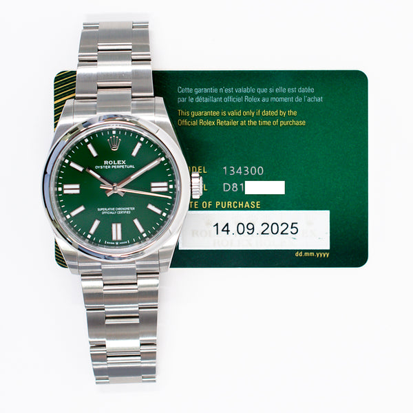 Rolex Oyster Perpetual 134300 Green Dial Sep 2025