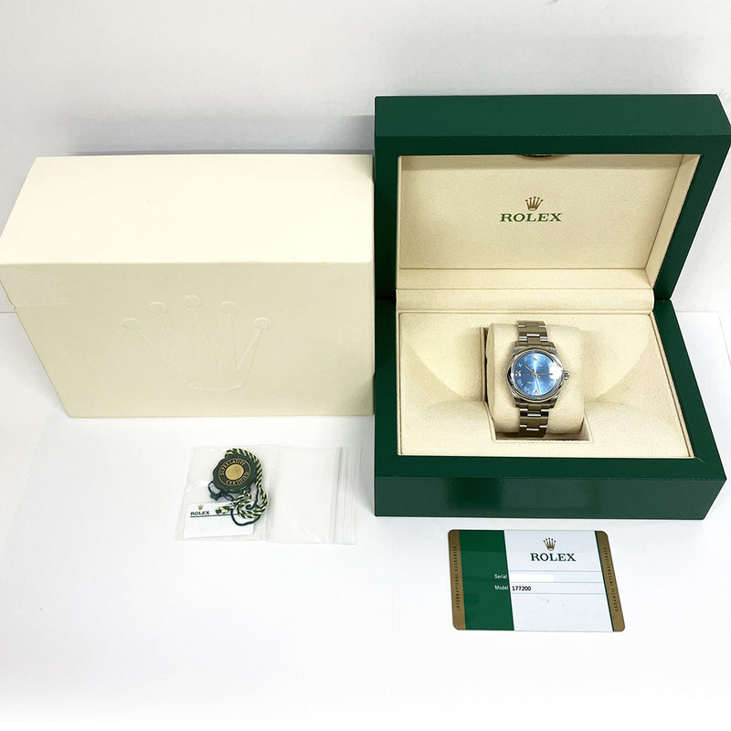 Rolex Oyster Perpetual 177200 Blue Roman Dial Mar 2019
