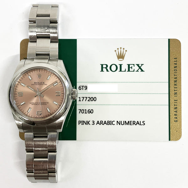 Rolex Oyster Perpetual 177200 Pink Dial Aug 2014
